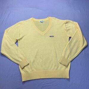 Vtg Yellow V-Neck Sweater